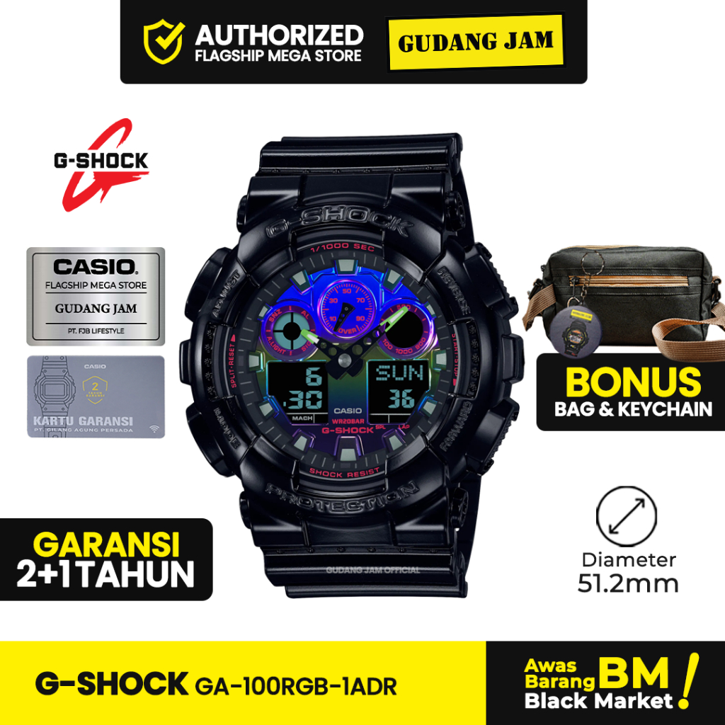 Jam Tangan G-Shock GA-100RGB-1ADR GA-100RGB GA-100 GA100RGB GA 100RGB