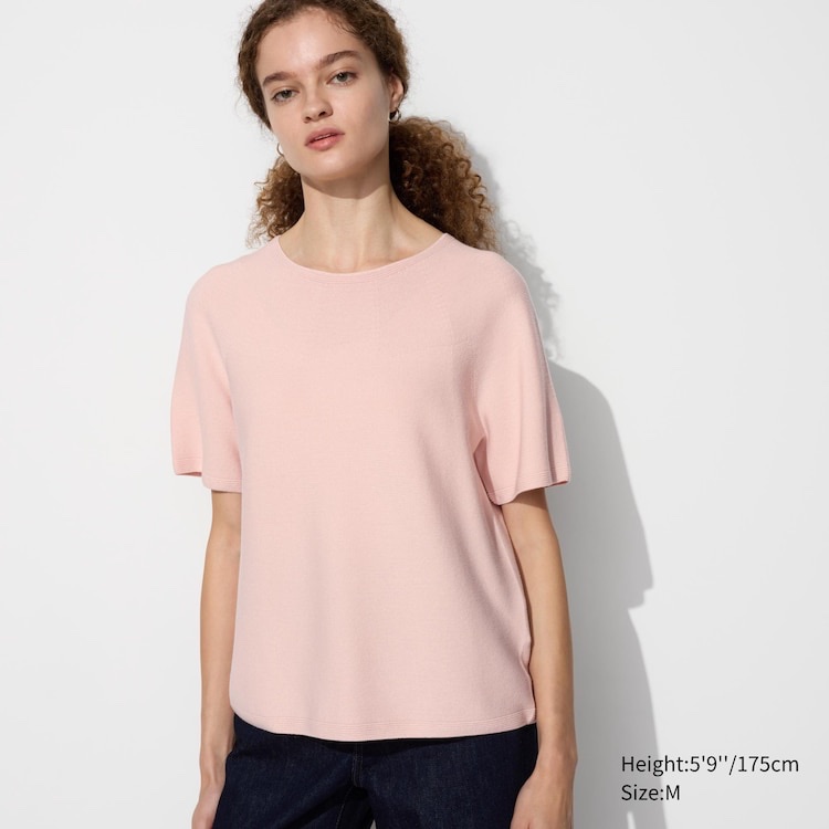 UNIQLO Women Sweater Rajut 3D Lengan Pendek Wanita JASTIP BATBOY