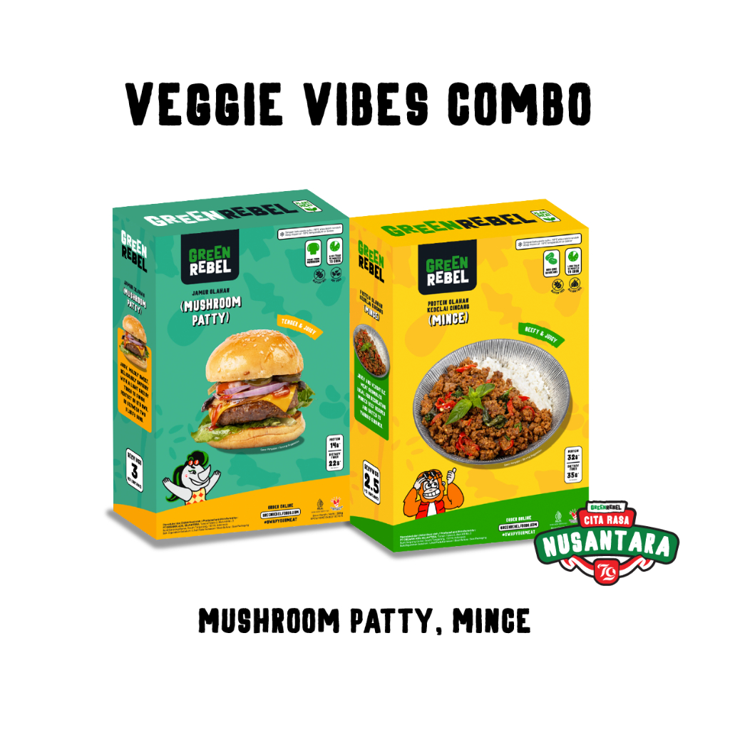 

Veggie Vibes Combo | Veggie Burger & Daging Giling Nabati by Green Rebel