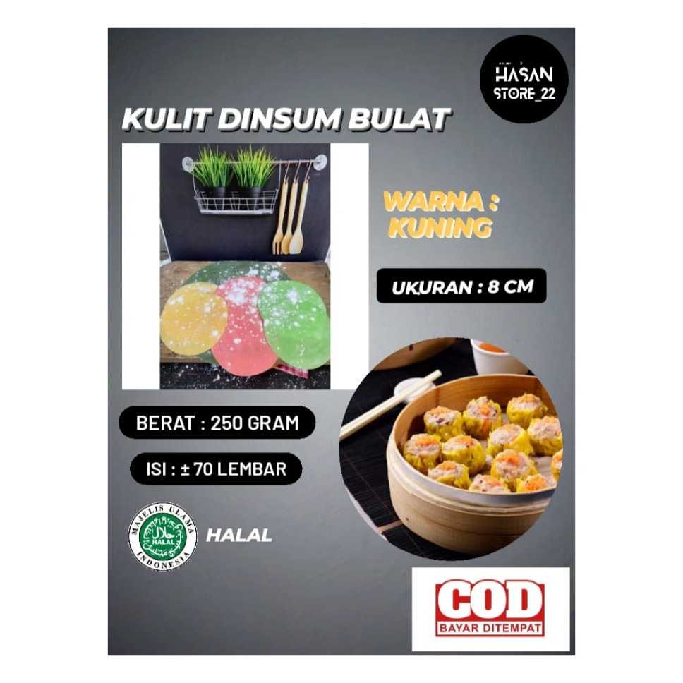 

Kulit Dimsum 8cm Bulat Warna Kuning 250 gram Tipis Enak Halal Kulit Siomay Gyoza Enak