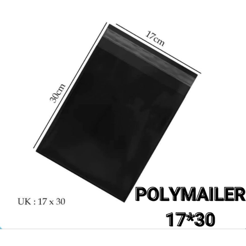 Plastik Polymailer Hitam Glossy Premjum 17x30 / 25x35 / 30x40  isi 100 lembar   Packing Olshop Grosi