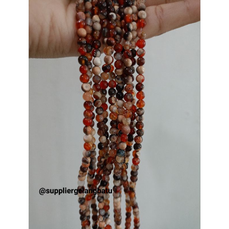 Bahan Batu yaman flower agate 4mm merah