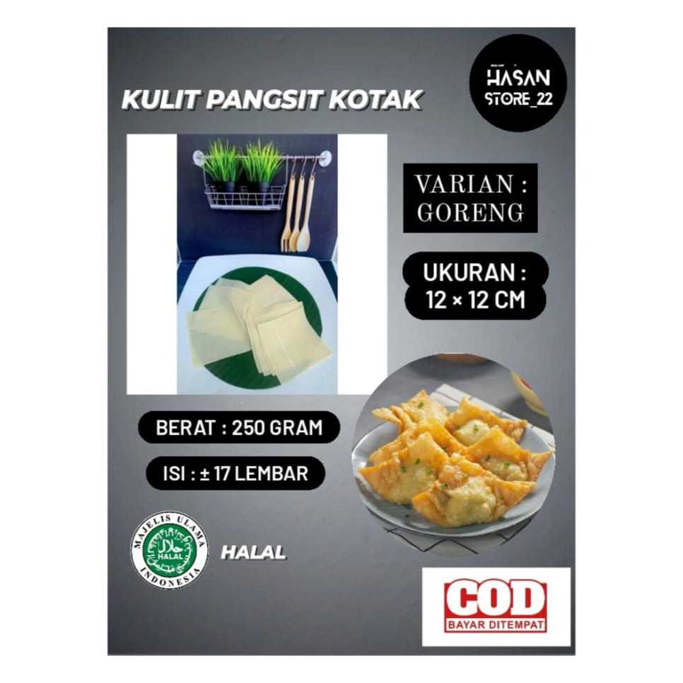 

Pangsit Kotak 12cm x 12cm Putih 250gram Goreng Enak Gurih Halal