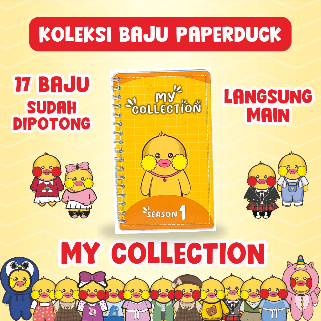 Paperduck duck house 17 Baju Bebek, mainan bebek viral, boneka kertas bongkar pasang, quiet book Kol