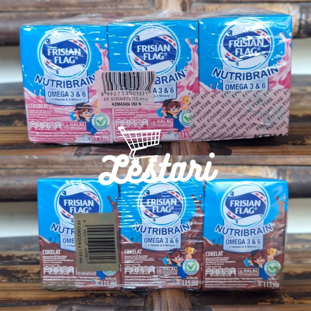 

Susu Frisian Flag Junior Nutribrain - Bendera UHT Cair Kotak Kecil 115ml | Coklat Strawberry