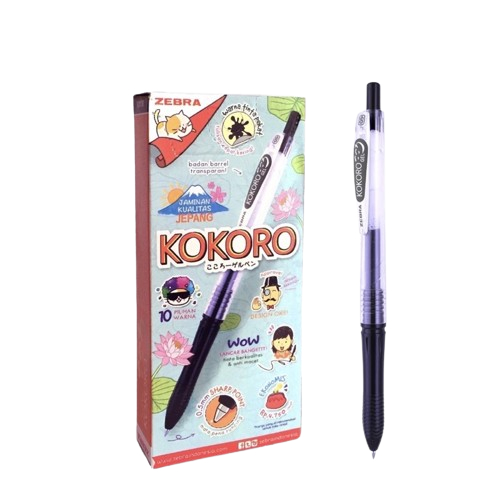 

(Pcs) Pulpen Gel Zebra Kokoro Hitam 0.5/Bolpen Gel