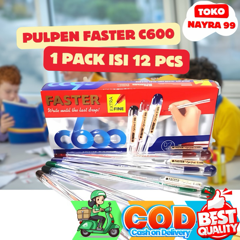 

pulpen / pen / pena faster C600 / CX 606 1pack isi 12pcs