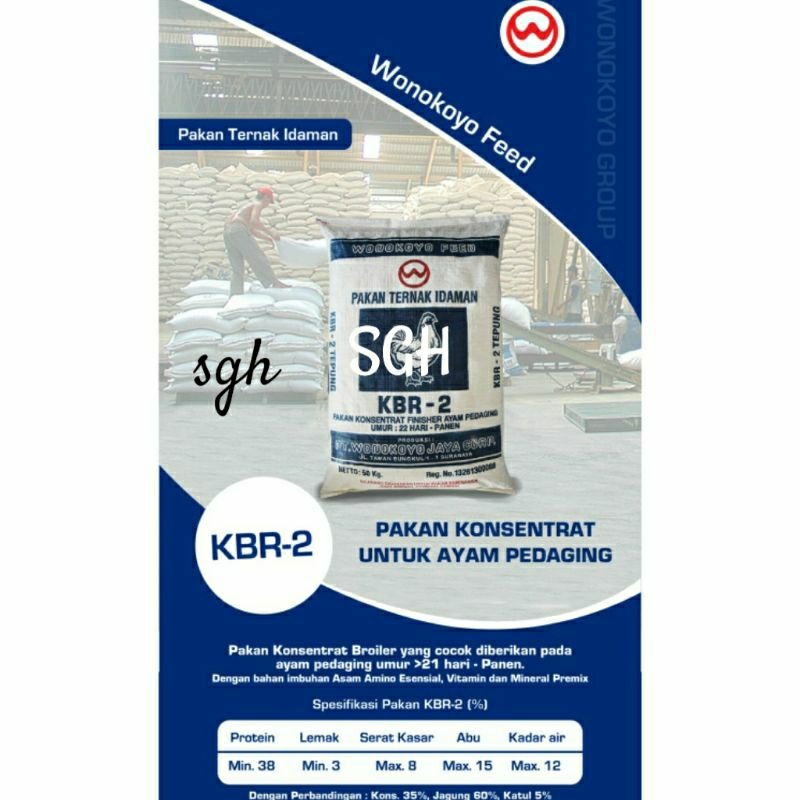 KBR-2 KONSENTRAT AYAM PEDAGING WONOKOYO 1KILO PAKAN UNGGAS