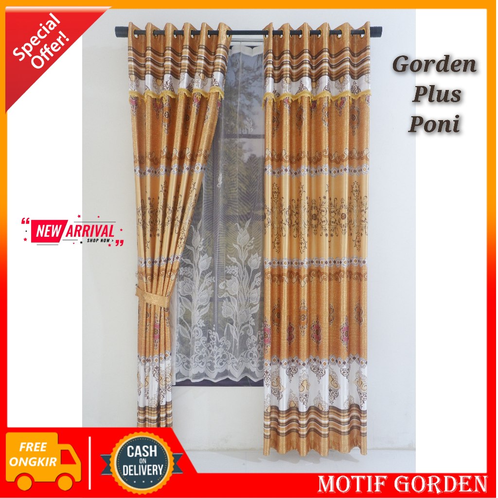 Gorden jendela pintu kamar tidur ruang tamu minimalis blackout mewah modern motif print batik premiu