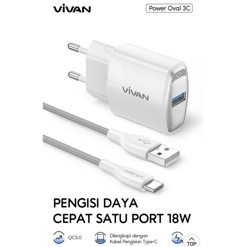 CHARGER VIVAN TYPE C FAST CHARGING 18 WATT 3A PREMIUM QUALITY