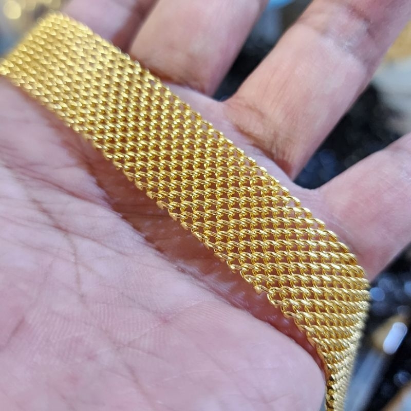Gelang Jala Tali Jam Lapis Emas Kuning Lebar 1,7cm