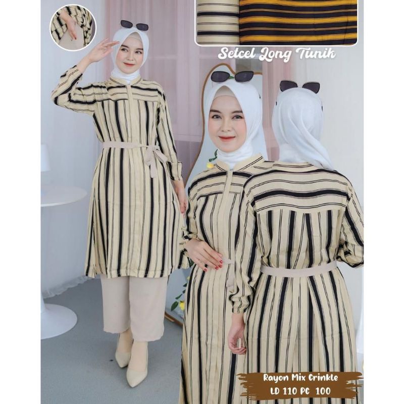 LONG TUNIK SALUR RAYON PREMIUM // SETELAN TUNIK SALUR LD 110 // SET TUNIK SALUR VIRAL // SETELAN TUN