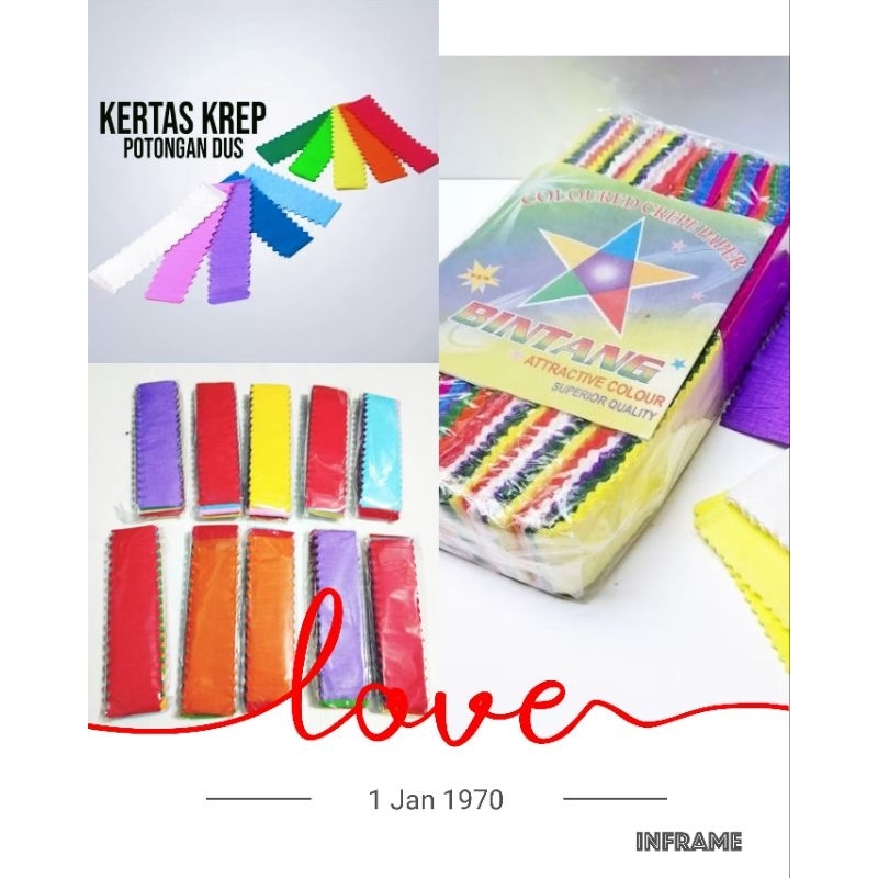 

Kertas krep Potong 1 pak/10 pak kecil.kertas krep warna warni