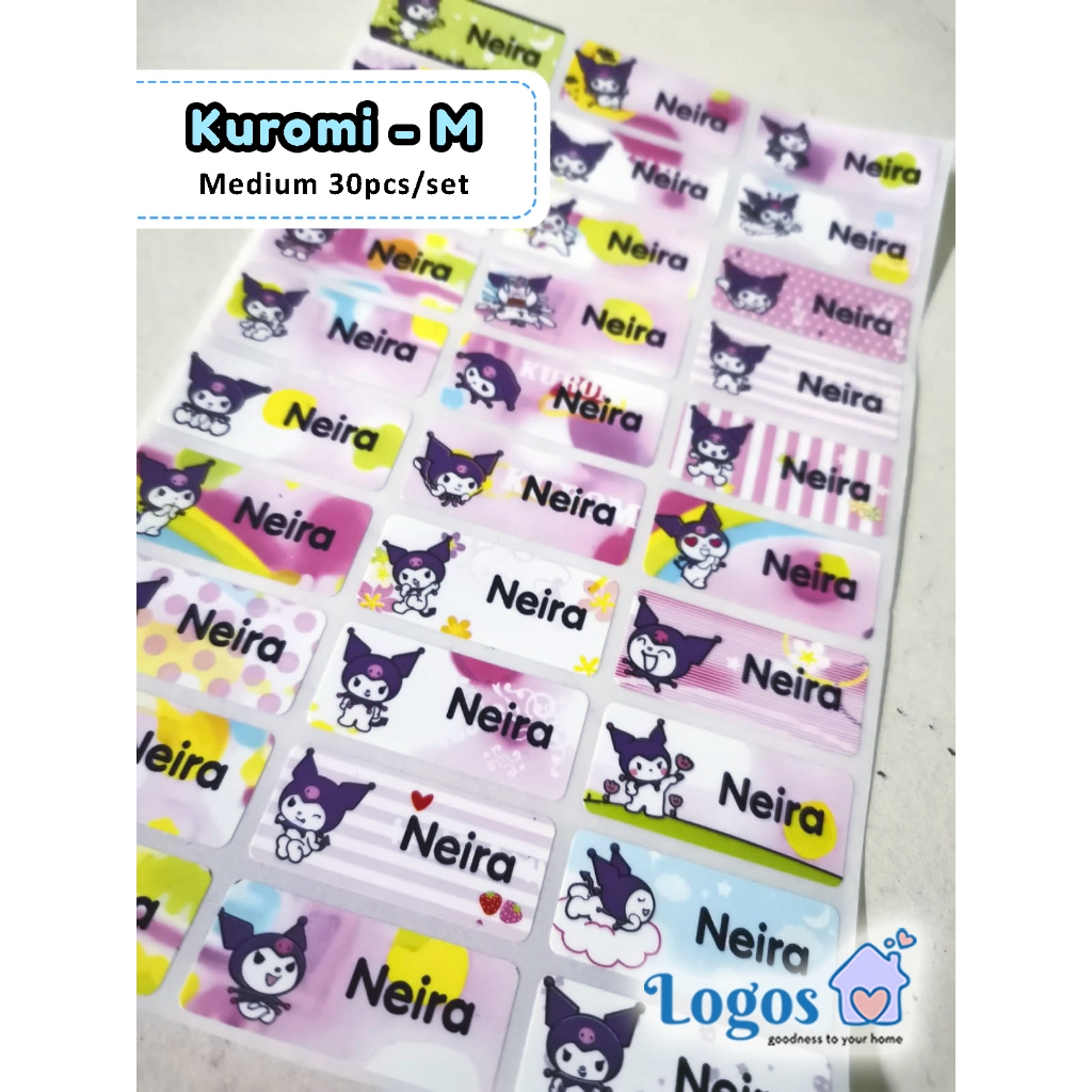 

Kuromi Label nama waterproof Stiker Sanrio Name Sticker