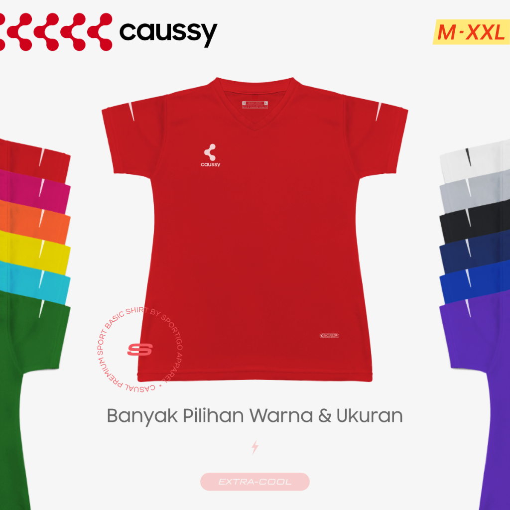 Atasan Baju Kaos Olahraga Wanita Fitness Gym Aerobic Senam Running Lari Casual Warna Merah Polos dan