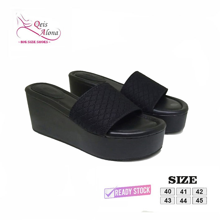 Qeis Alona Olla | Sandal Wedges Wanita Ukuran Jumbo Besar | Sandal Heels 7cm Kulit Asli premium