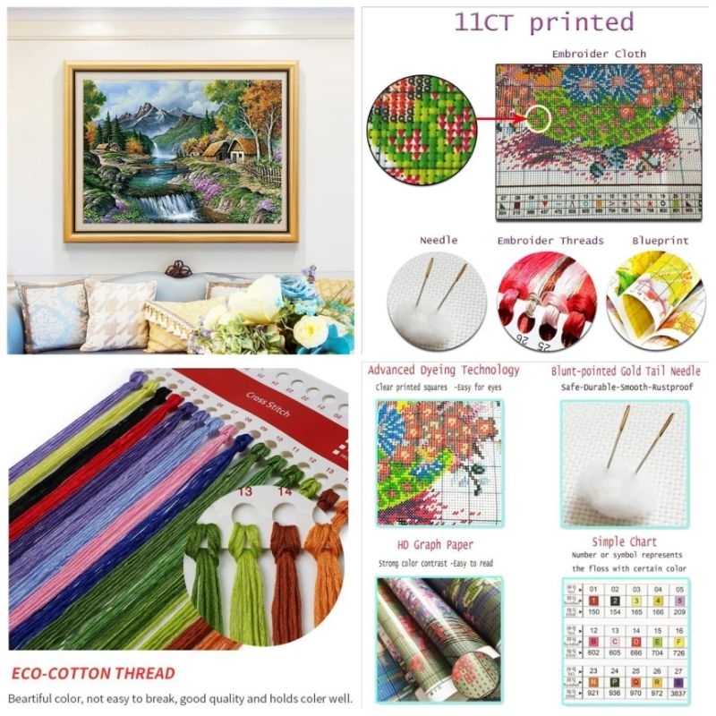 Set Lengkap Cross Stitch 11CT 14CT / Kristik paket lengkap, Kristik modern paket Lengkap Kristik uku