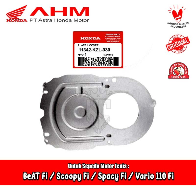 Plate L Cover Bak CVT Honda BeAT Scoopy Spacy Vario 110 Fi Original AHM 11342-KZL-930