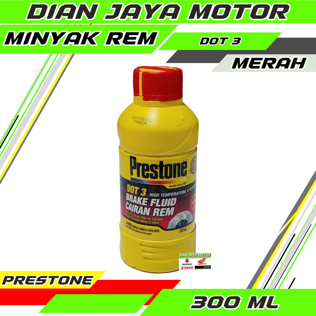 Prestone Brake Fluid DOT 3 Merah 300 ML Oli rem Minyak rem preston Hightemp Minyak rem motor mobil  
