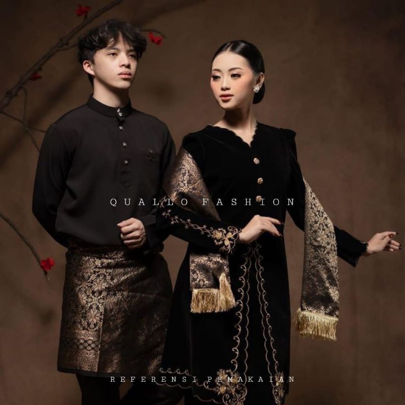 Quallo | Realpict Rok Songket Lilit Selendang Rumpak Cowok Couple | Rok Songket | Songket Palembang 