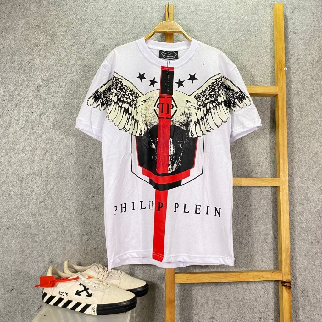 KAOS T-SHIRT PHILIPP PLEIN SKULL WINGS WHITE
