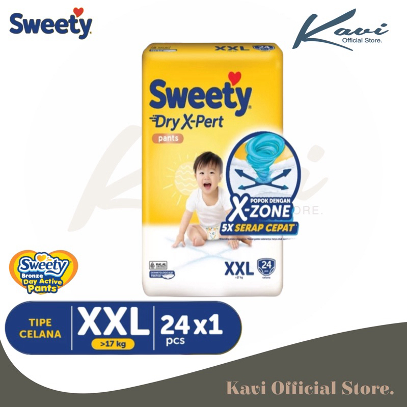 SWEETY BRONZE COMFORT XXL24 PANTS Pampers / Popok Pants / Celana Bayi Sweety Bronze ukuran XXL Isi 2