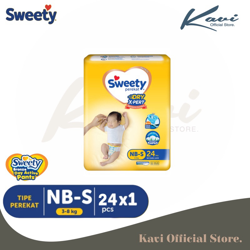 SWEETY BRONZE COMFORT NB-S24 PEREKAT Pampers / Popok bayi baru lahir New Born sweety bronze perekat 