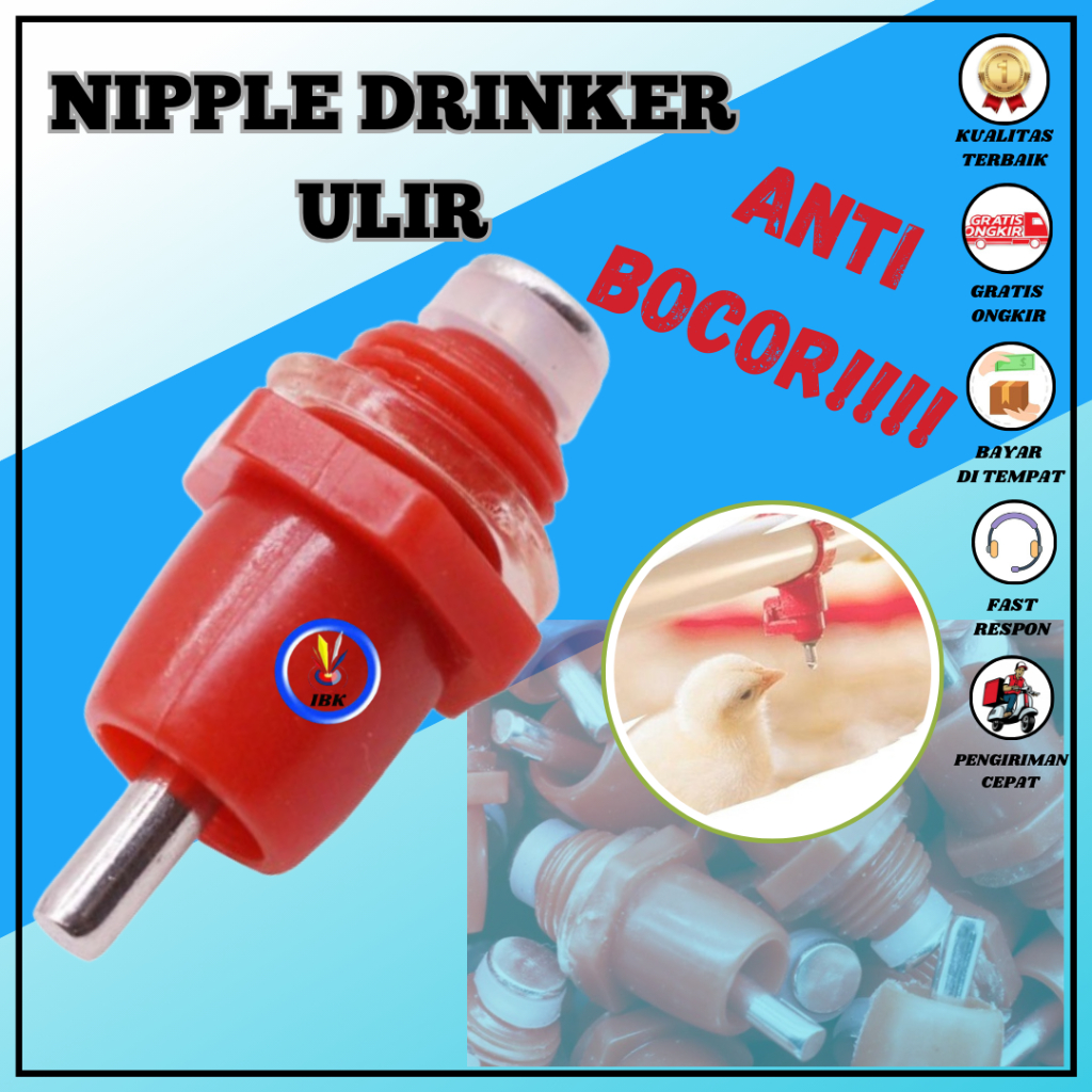 Alat Minum Ayam Puyuh Kelinci Otomatis P002 Nepel Merah Nipple Nepel Nipel Peternakan Hewan Ternak I