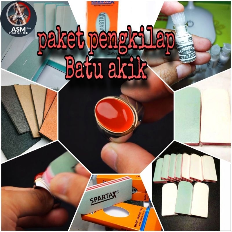 Paket Pengkilap Batu Akik Spartax dengan Spon Kulit Kain dan Serbuk Intan - Barang Berkualitas denga