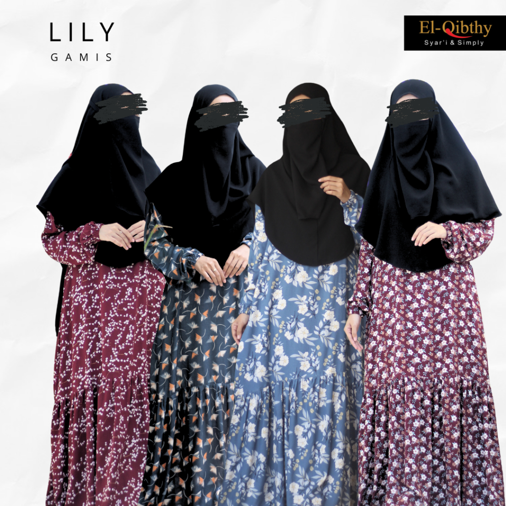 El Qibthy - Gamis Lily Homedress Rayon viscose Premium Motif Bunga Premium Grade A Ukuran M,L,XL,XXL