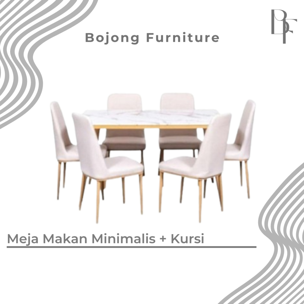 Meja Makan Granit Tile + Kursi