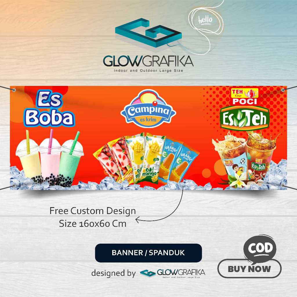 Cetak Spanduk Banner Es krim Campina, Es Boba & Teh Pocci