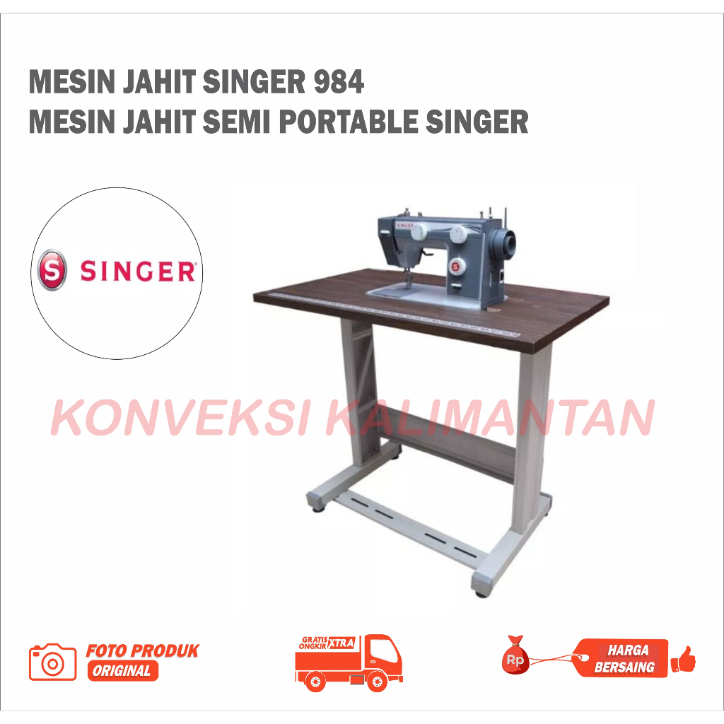 MESIN JAHIT PORTABLE SINGER 984 + MEJA SAMA KAKI ORIGINAL SINGER