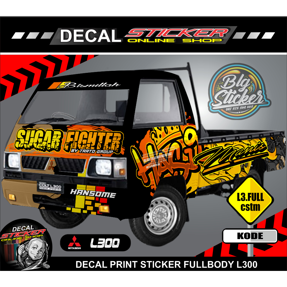 DECAL STIKER PICK UP L300 FULL BODY DECAL STIKER NEW MOTIF