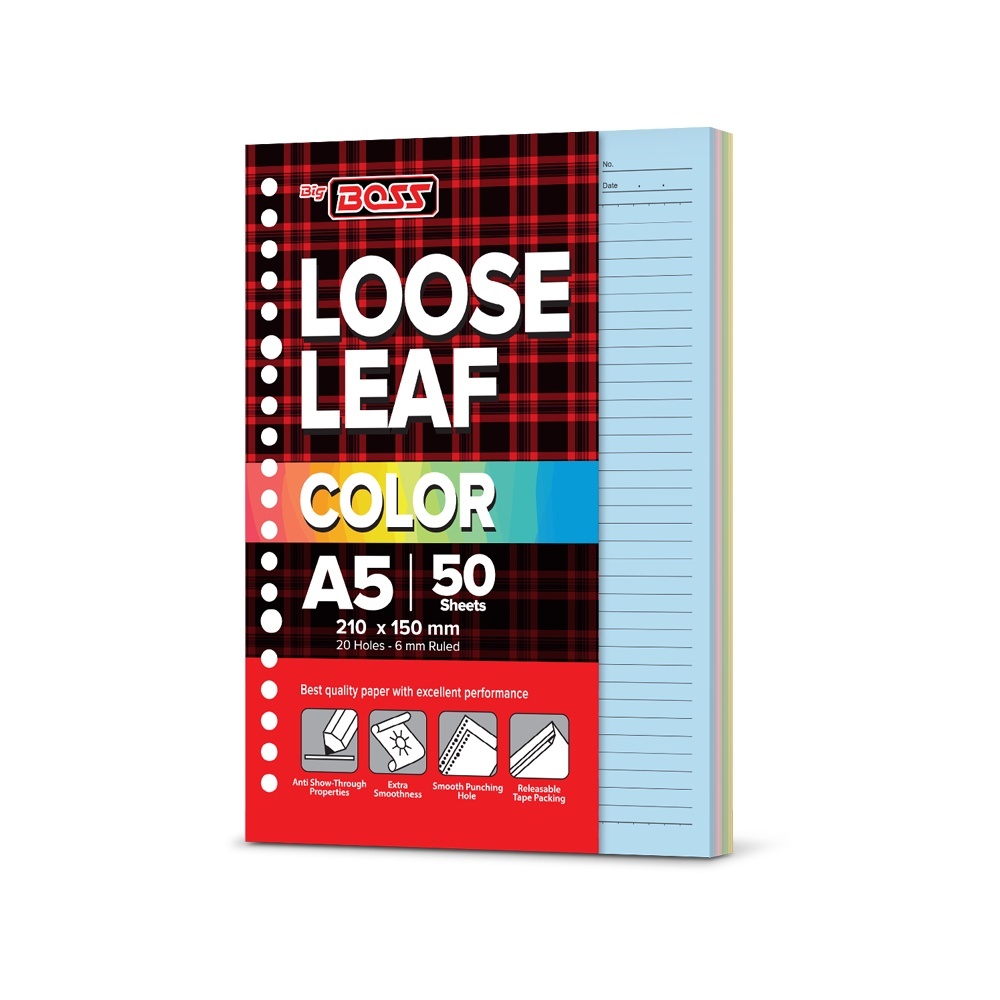 

[Pelangi Stationery] BigBoss Loose Leaf isi Kertas Binder A5 B5 26 Bergaris dan Berwarna - Rainbow