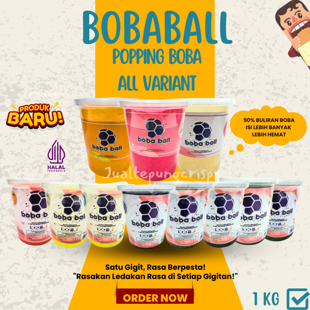 

Bobaball All Variant Popping Boba Meletus | Toping Pecah Dimulut | Jelly Mutiara Premium Toples 1 Kg