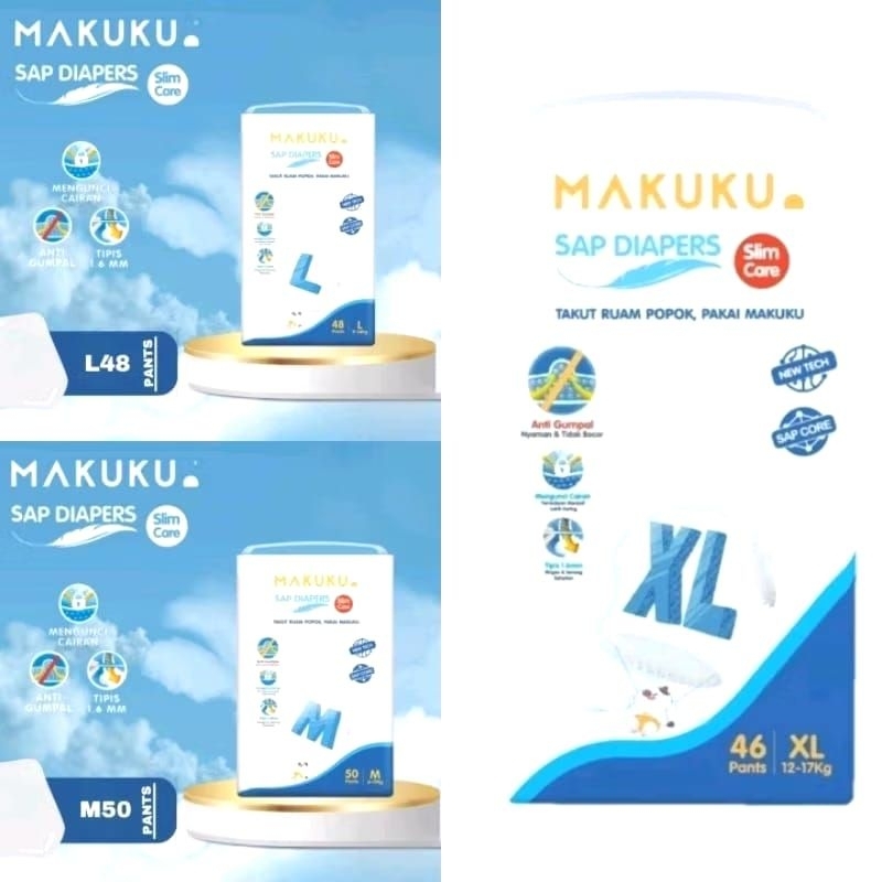 MAKUKU Sap Diapers Slim Care JUMBO Tape M/L/XL