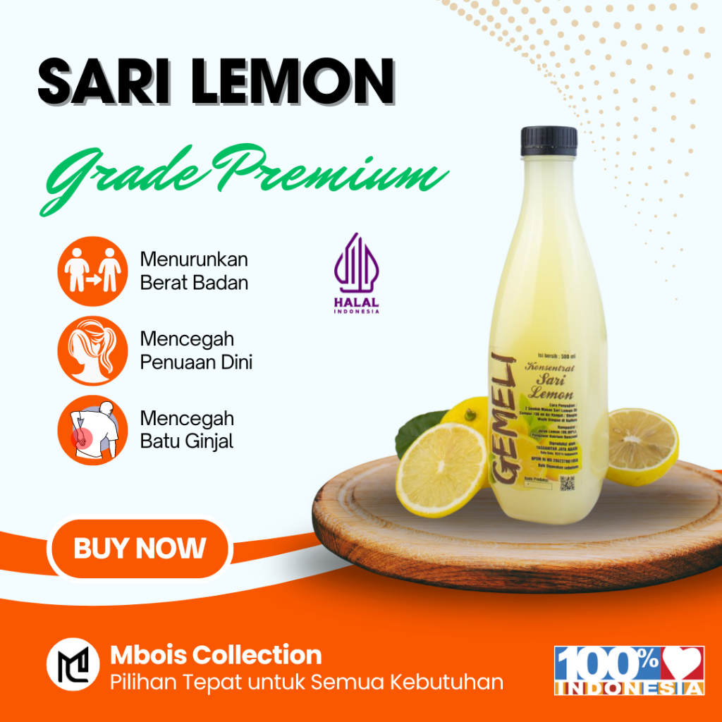 

Sari Lemon Pure Alami untuk Diet dan Detox - Lemovita Jus Lemon Murni Lokal - BPOM Original 500ML