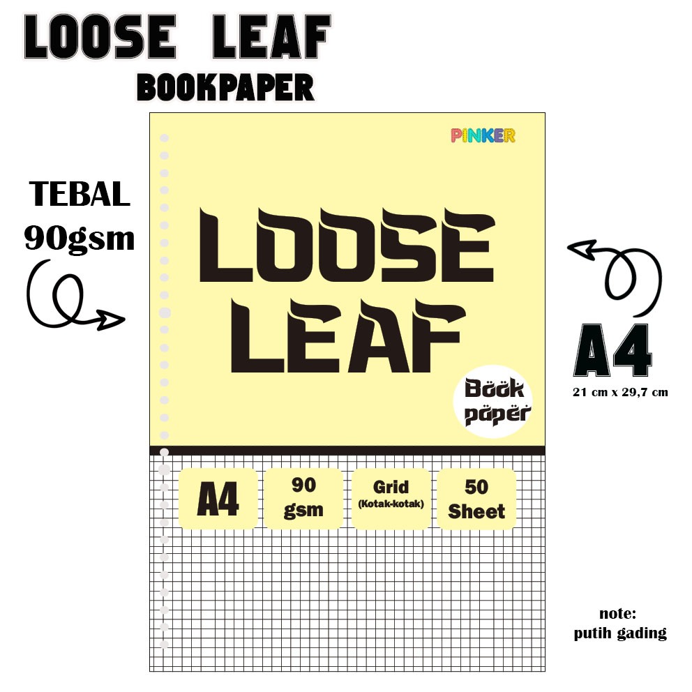 

A4 Bookpaper 90 gsm Loose leaf - GRID/kotak-kotak by pinkershop