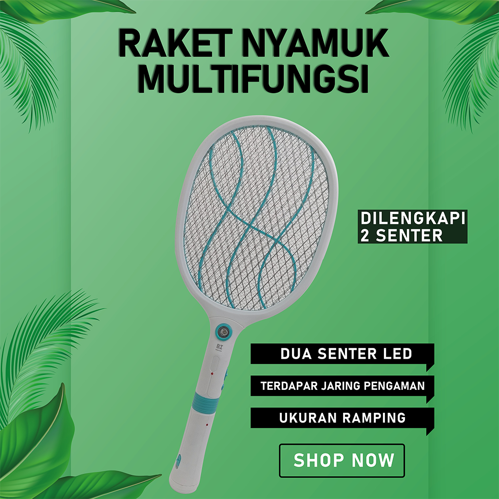 Raket Nyamuk Electrik Raket Nyamuk Plastik Raket Nyamuk Listrik Jaring+LED Tebal Kuat - DWP-3