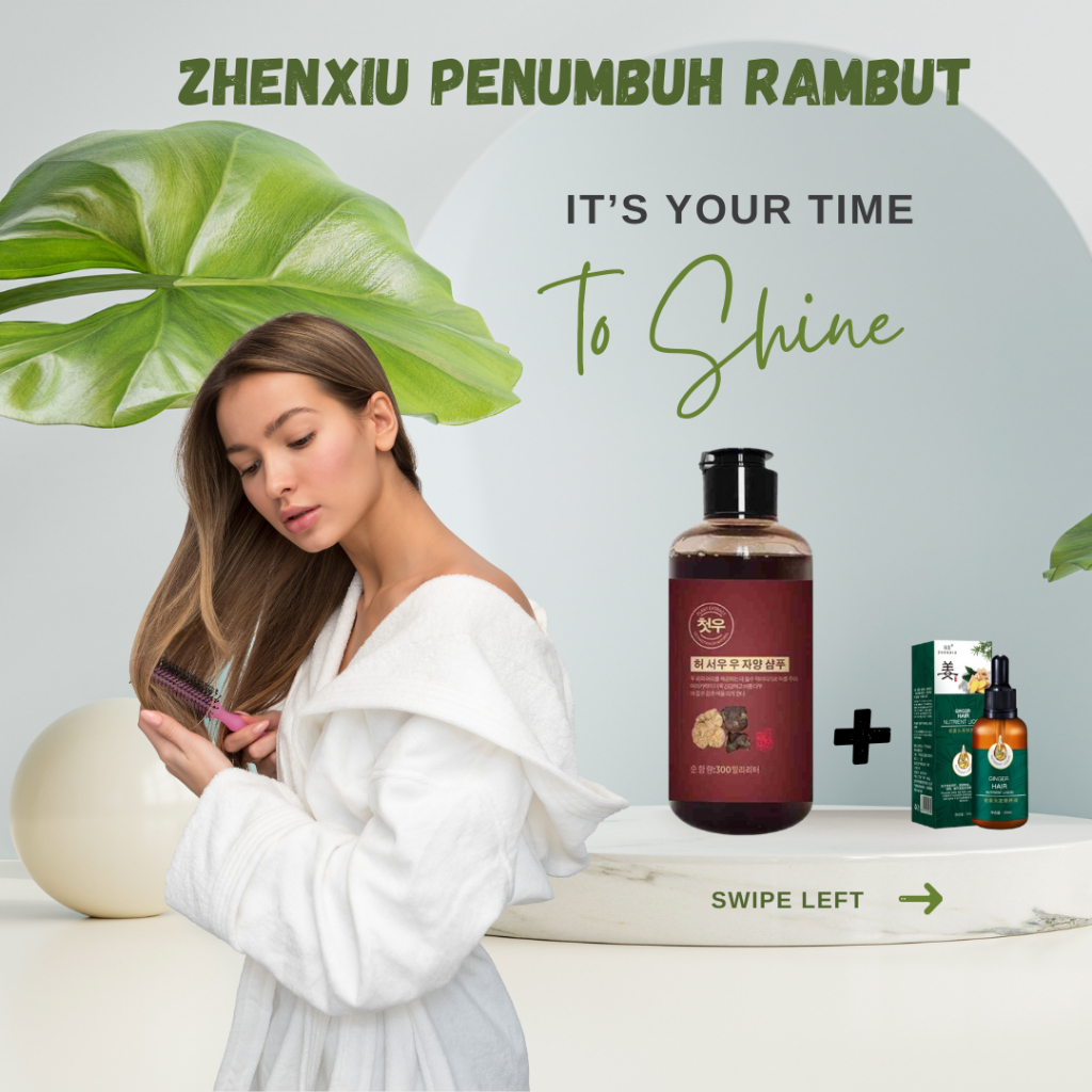 [ORIGINAL] PAKET Shampoo Uban 300 ml + Serum Zhenxiu 30 ml Shampoo Uban Menjadi Hitam