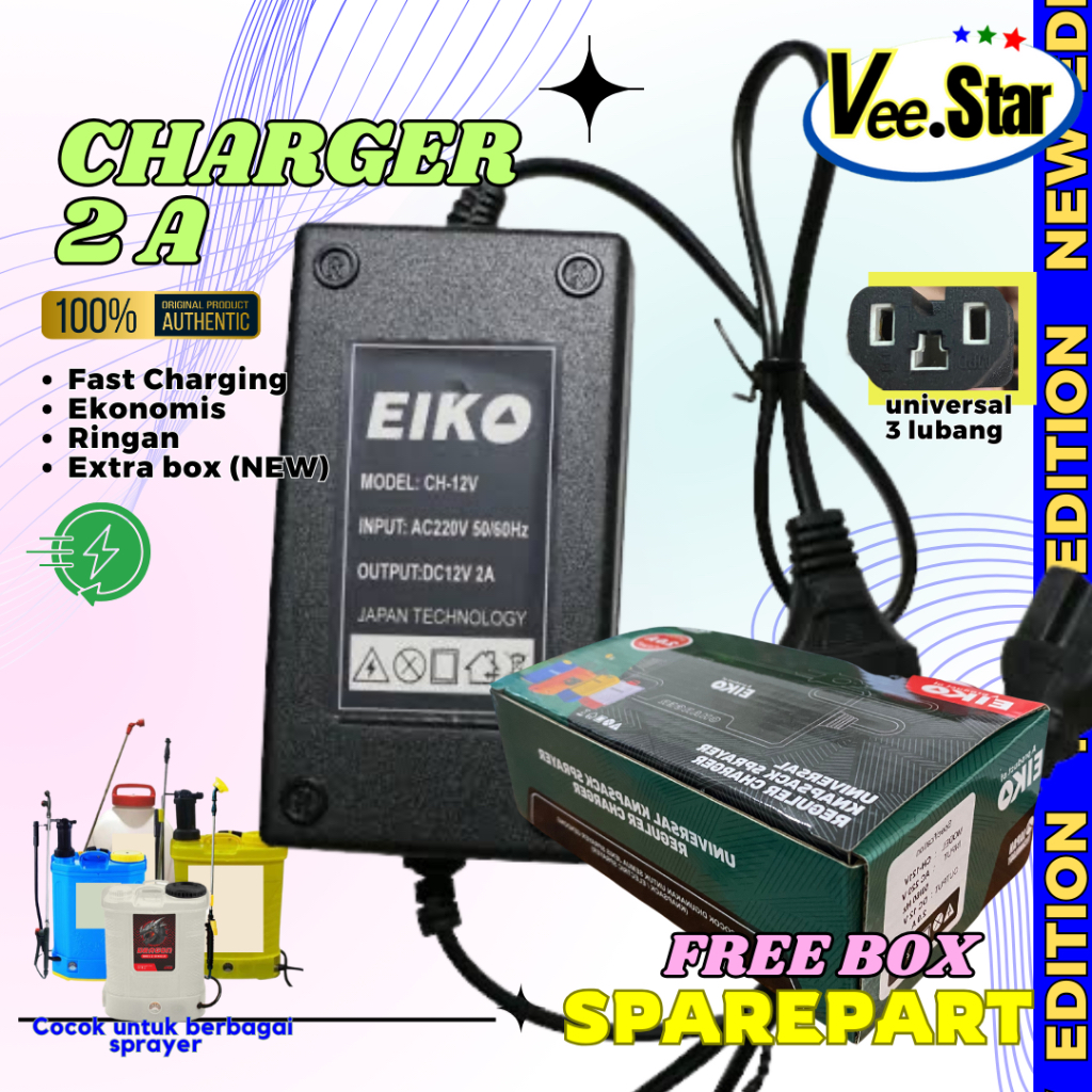 Charger Sprayer Elektrik 2A  12V / Cas Sprayer Hama DRAGON Elektrik  2A ( 2 Ampere) Eiko