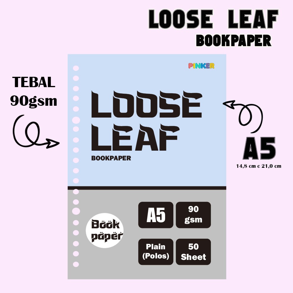 

Loose Leaf A5 - Bookpaper 90gsm / Kertas binder by pinkershop