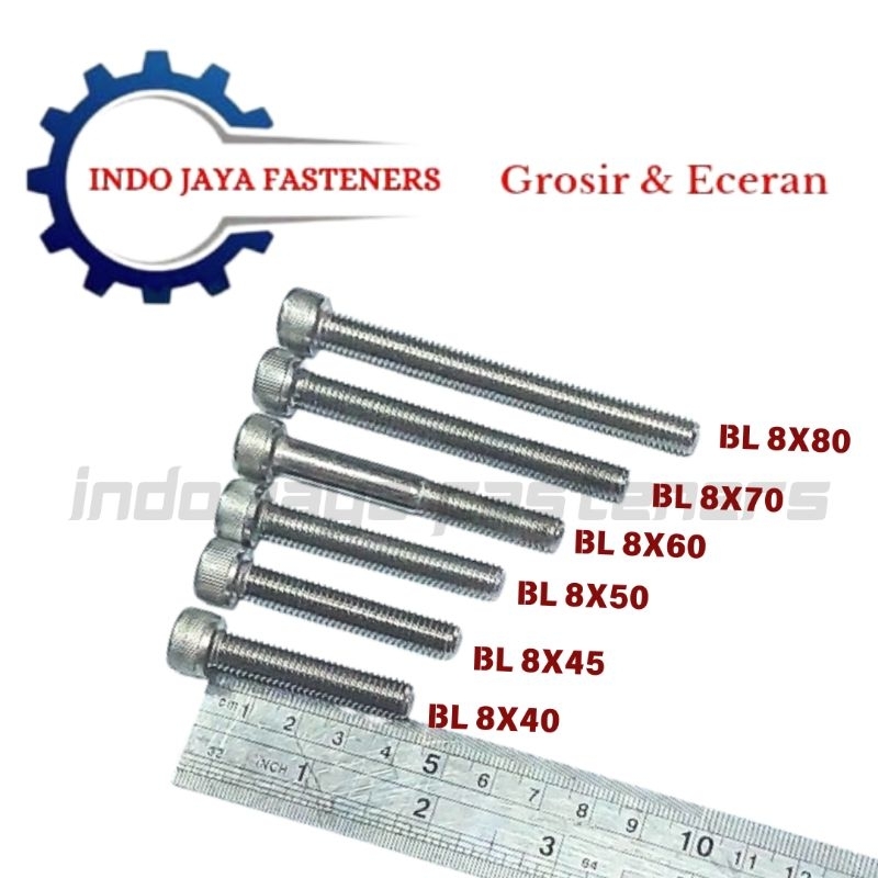 Baut L M8 x 60 mm Stainless Steel