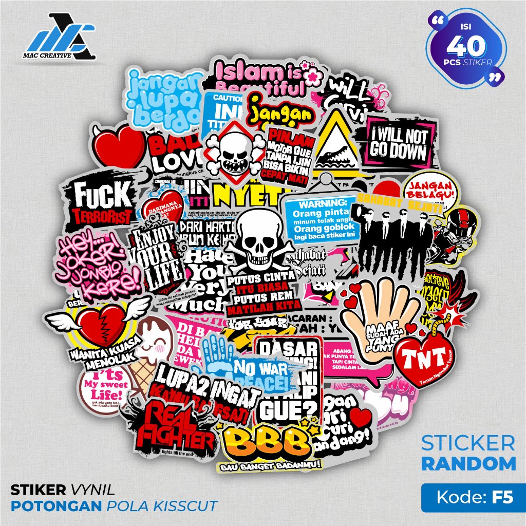

[ MAC ] 40 PCS STICKER AESTHETIC KATA KATA LUCU UNTUK LAPTOP CASE TUMBLER ANTI AIR - F5