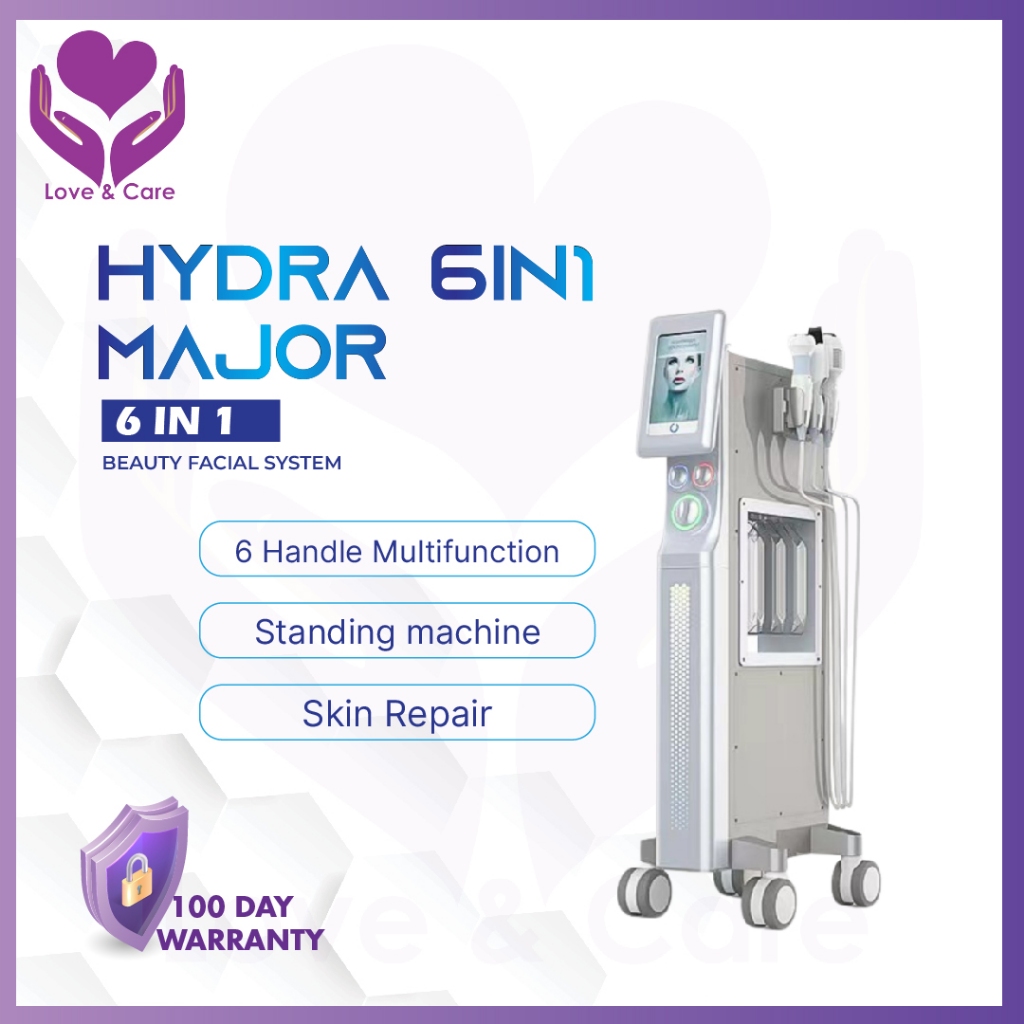 Hydrofacial 6IN1 Major Standing Alat Facial 6 Handle Multifungsi RF Ultrasound Dermabrasi Sprayer Sc