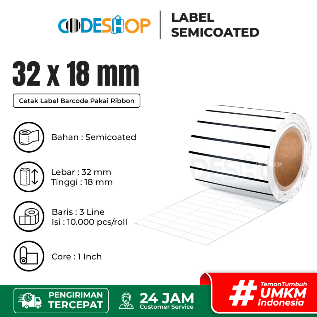 

Label Stiker Semicoat 32 x 18 / 32x18 mm / 32x18mm / 3,2x1,8 cm