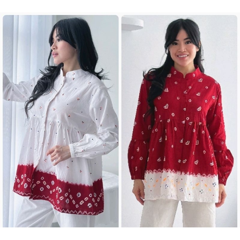 Blus  jumput merah putih Sherina
