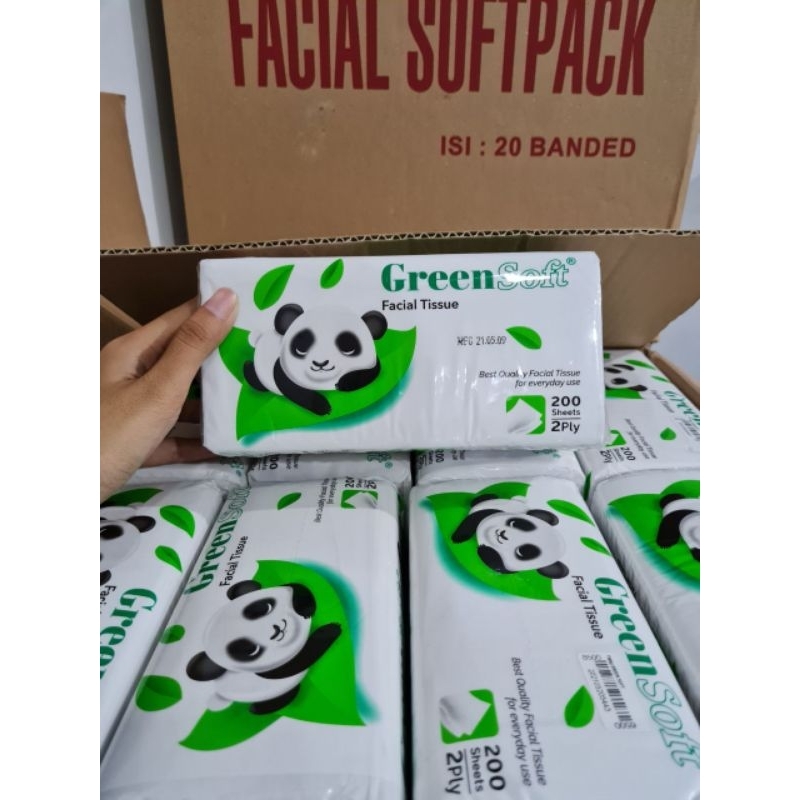 TISSUE GREEN SOFT 200 SHEET 2 PLY/TISSUE GREEN SOFT/TISSUE WAJAH/TISSUE MURAH