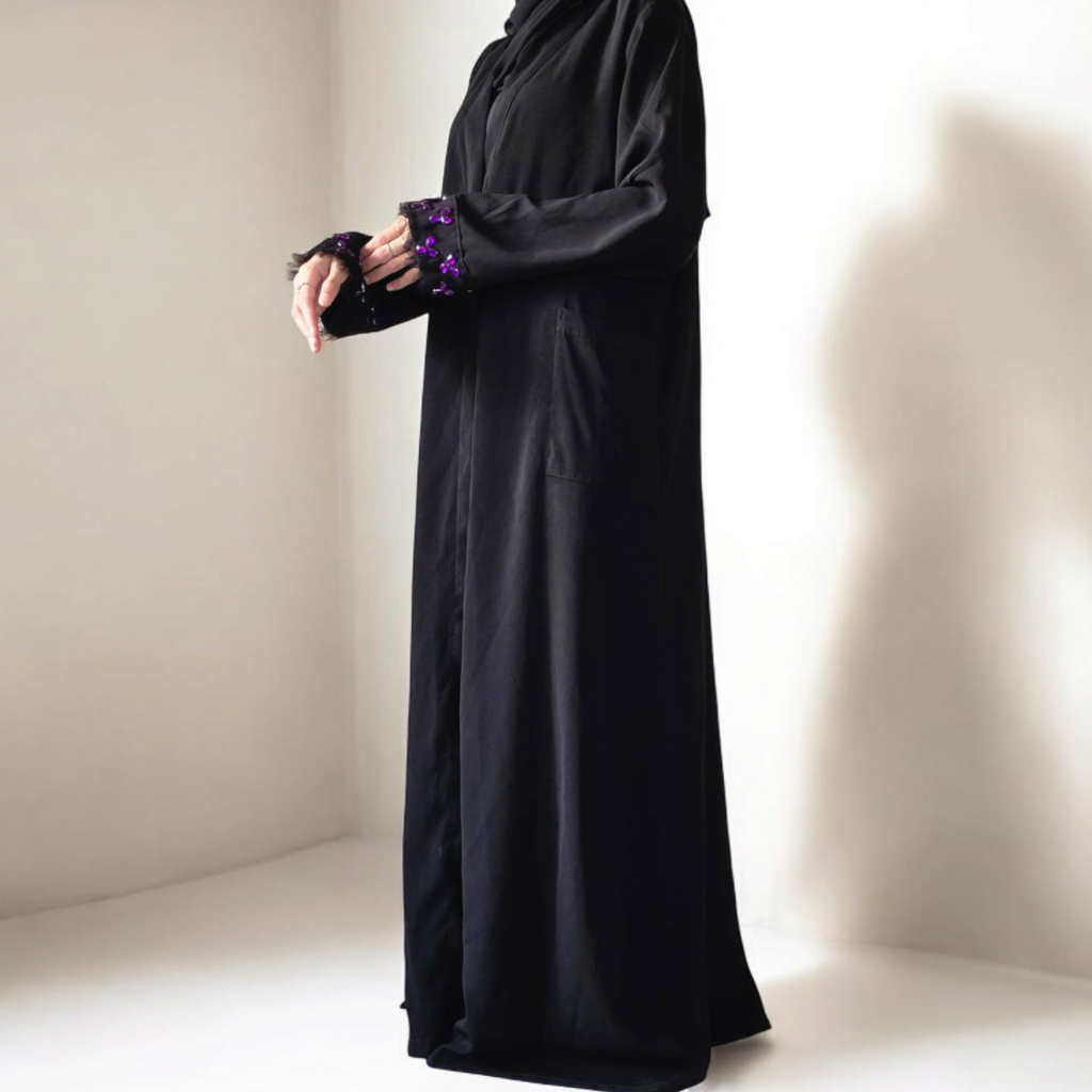 Gamis hitam kristal/abaya hitam simpel